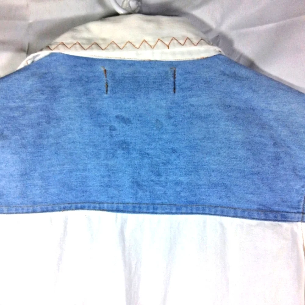 Women's Small Kikomo Vintage Western Boho Blue and White Striped Sleeveless Top - Picture 9 of 10